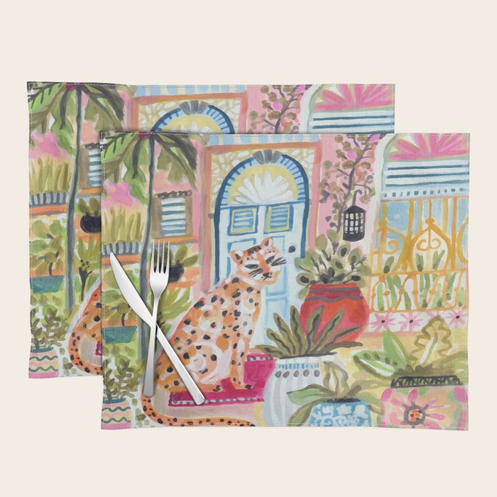 Cheetah in the City Pink Placemat Gallery Image 1