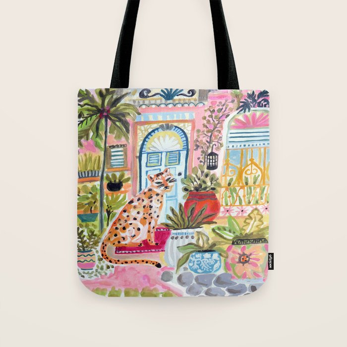 Cheetah in the City Pink Tote Bag Gallery Image 1