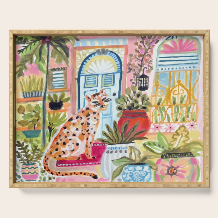 Cheetah in the City Pink Serving Tray Gallery Image 1