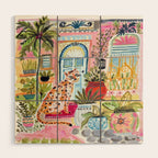 Cheetah in the City Pink Wood Wall Art Gallery Image 1