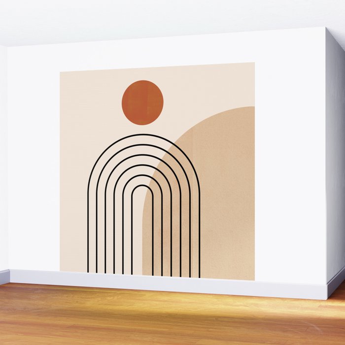 Abstraction_NEW_SUN_DAWN_MOUNTAINS_LINE_POP_ART_008B Wall Mural Gallery Image 2