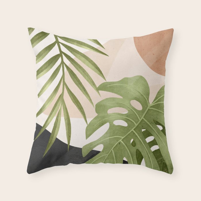 Abstract Art Tropical Leaves 21 Throw Pillow Gallery Image 1