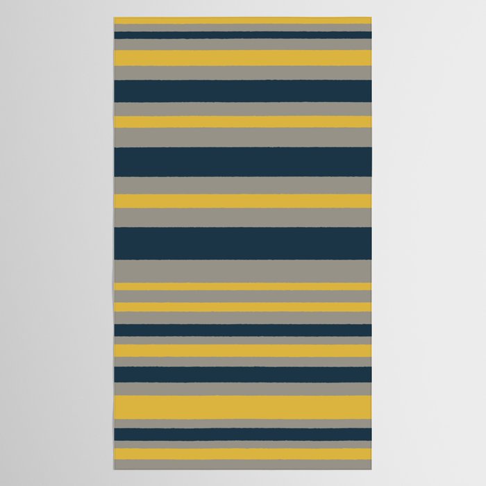 Variable Stripe Pattern in Light Mustard, Navy Blue, and Gray Tablecloth Gallery Image 2