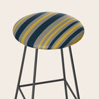 Variable Stripe Pattern in Light Mustard, Navy Blue, and Gray Stool Gallery Image 2