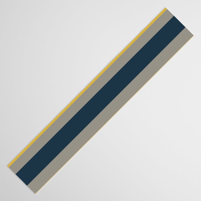 Variable Stripe Pattern in Light Mustard, Navy Blue, and Gray Table Runner Gallery Image 3