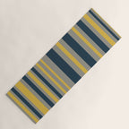 Variable Stripe Pattern in Light Mustard, Navy Blue, and Gray Yoga Mat Gallery Image 1