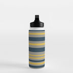 Variable Stripe Pattern in Light Mustard, Navy Blue, and Gray Water Bottle Gallery Image 3