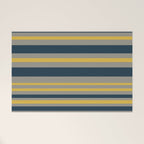 Variable Stripe Pattern in Light Mustard, Navy Blue, and Gray Welcome Mat Gallery Image 1