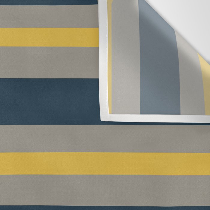 Variable Stripe Pattern in Light Mustard, Navy Blue, and Gray Wall Tapestry Gallery Image 3