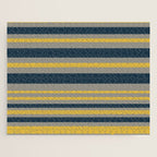 Variable Stripe Pattern in Light Mustard, Navy Blue, and Gray Jigsaw Puzzle Gallery Image 1