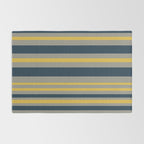 Variable Stripe Pattern in Light Mustard, Navy Blue, and Gray Rug Gallery Image 2