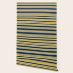 Variable Stripe Pattern in Light Mustard, Navy Blue, and Gray Wallpaper Gallery Image 2