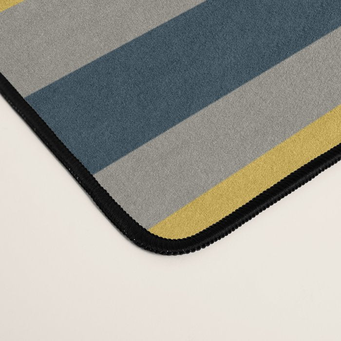 Variable Stripe Pattern in Light Mustard, Navy Blue, and Gray Desk Mat Gallery Image 4