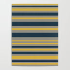 Variable Stripe Pattern in Light Mustard, Navy Blue, and Gray Poster Gallery Image 4