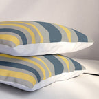 Variable Stripe Pattern in Light Mustard, Navy Blue, and Gray Pillow Sham Gallery Image 3
