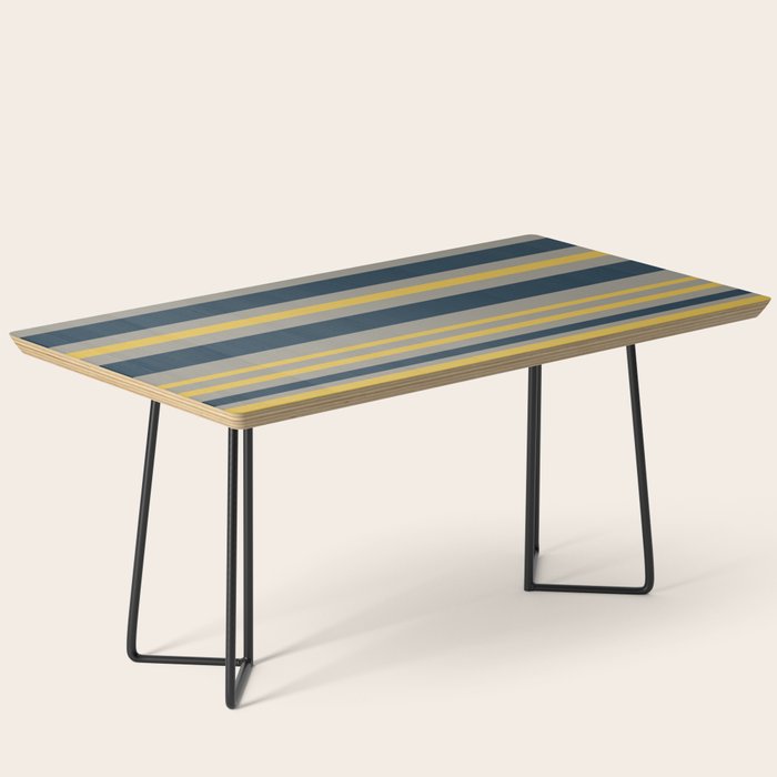 Variable Stripe Pattern in Light Mustard, Navy Blue, and Gray Coffee Table Gallery Image 1
