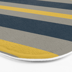 Variable Stripe Pattern in Light Mustard, Navy Blue, and Gray Bath Mat Gallery Image 3