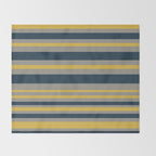 Variable Stripe Pattern in Light Mustard, Navy Blue, and Gray Throw Blanket Gallery Image 2