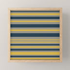 Variable Stripe Pattern in Light Mustard, Navy Blue, and Gray Mini Art Print Gallery Image 1