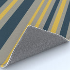 Variable Stripe Pattern in Light Mustard, Navy Blue, and Gray Rug Gallery Image 4