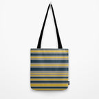 Variable Stripe Pattern in Light Mustard, Navy Blue, and Gray Tote Bag Gallery Image 2