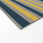 Variable Stripe Pattern in Light Mustard, Navy Blue, and Gray Welcome Mat Gallery Image 2