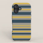 Variable Stripe Pattern in Light Mustard, Navy Blue, and Gray iPhone Case Gallery Image 1