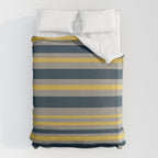 Variable Stripe Pattern in Light Mustard, Navy Blue, and Gray Duvet Cover Gallery Image 6