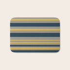 Variable Stripe Pattern in Light Mustard, Navy Blue, and Gray Bath Mat Gallery Image 1