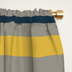 Variable Stripe Pattern in Light Mustard, Navy Blue, and Gray Window Curtain Gallery Image 2