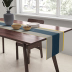 Variable Stripe Pattern in Light Mustard, Navy Blue, and Gray Table Runner Gallery Image 2