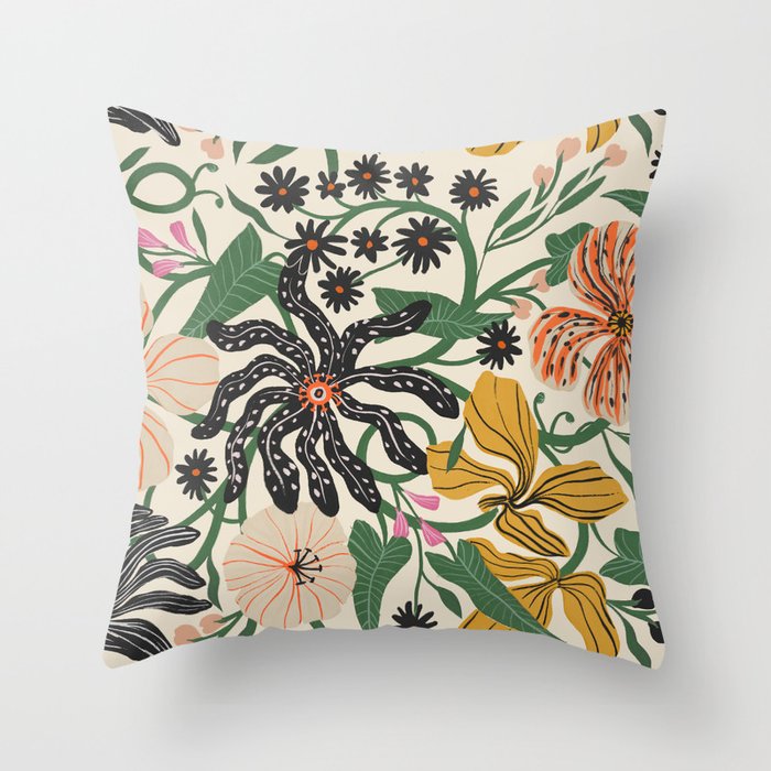 Merrick Floral - creme Throw Pillow Gallery Image 6
