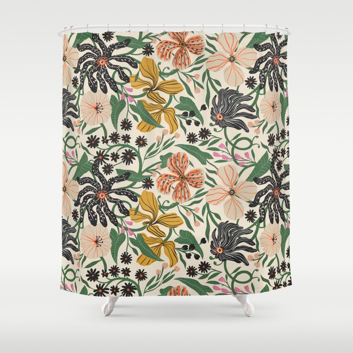 Merrick Floral - creme Shower Curtain Gallery Image 1