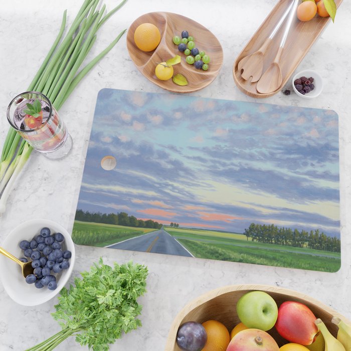 Pink, Purple, and Green Spring Evening Cutting Board Gallery Image 2