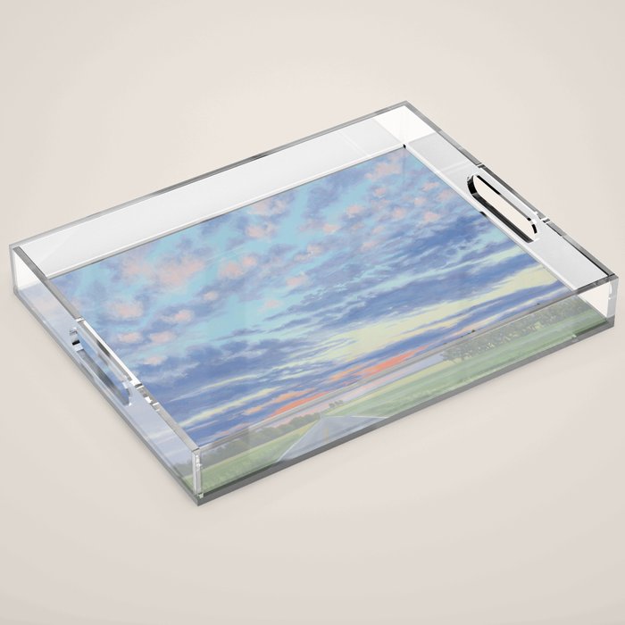 Pink, Purple, and Green Spring Evening Acrylic Tray Gallery Image 1