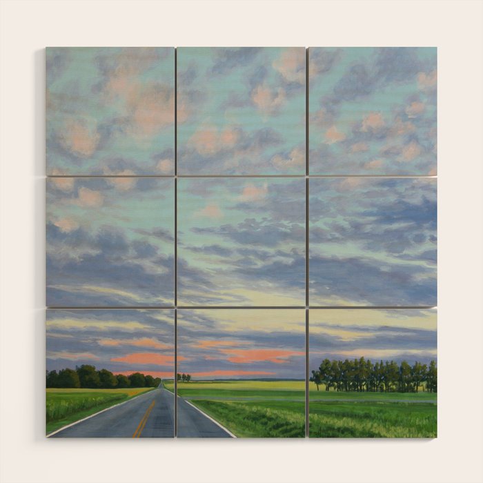 Pink, Purple, and Green Spring Evening Wood Wall Art Gallery Image 1