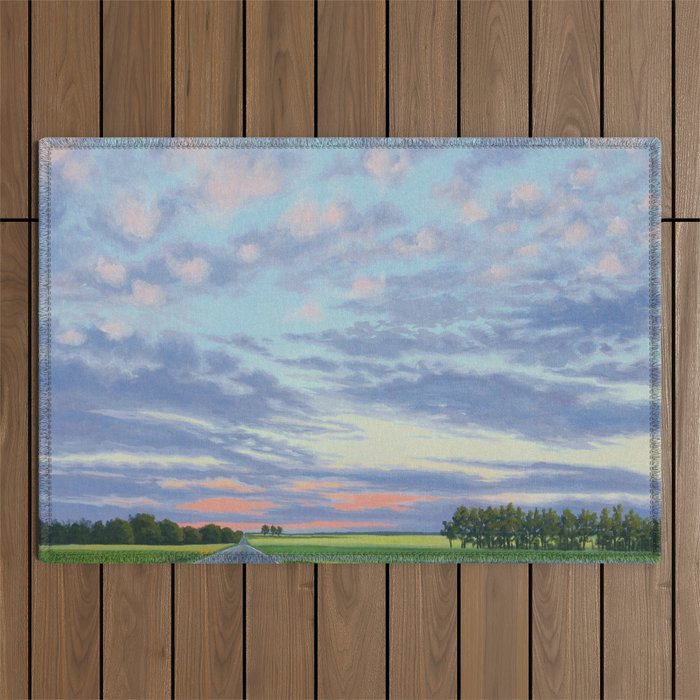 Pink, Purple, and Green Spring Evening Outdoor Rug Gallery Image 1