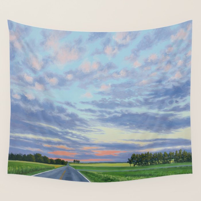 Pink, Purple, and Green Spring Evening Wall Tapestry Gallery Image 4