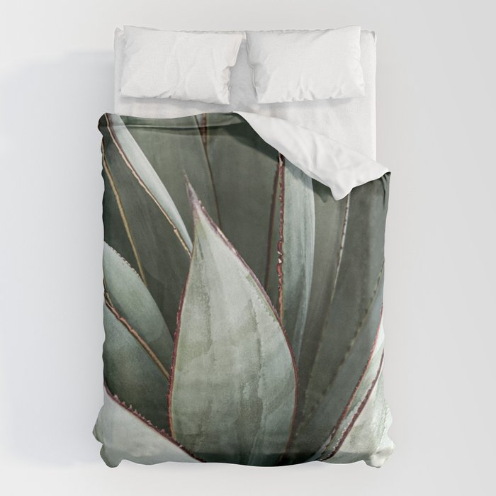 Cactus Leaves // Green Southwest Home Decor Vibes Desert Hombre Plant Photograph Duvet Cover Gallery Image 1