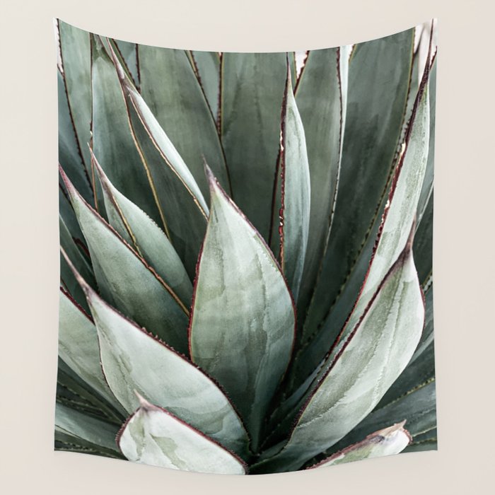 Cactus Leaves // Green Southwest Home Decor Vibes Desert Hombre Plant Photograph Wall Tapestry Gallery Image 1