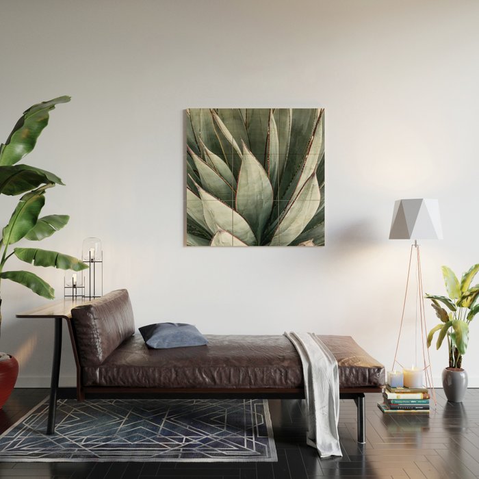 Cactus Leaves // Green Southwest Home Decor Vibes Desert Hombre Plant Photograph Wood Wall Art Gallery Image 2