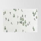 Monochrome aerial skiers illustration Rug Gallery Image 2