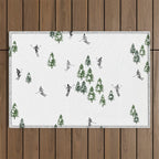 Monochrome aerial skiers illustration Outdoor Rug Gallery Image 1