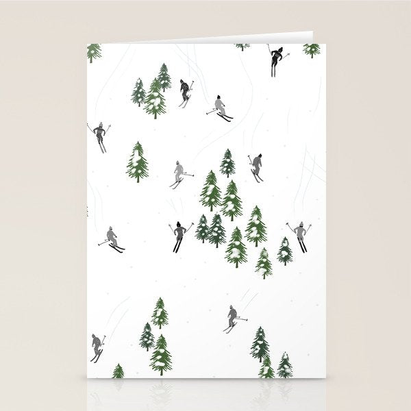 Monochrome aerial skiers illustration Stationery Card Gallery Image 2