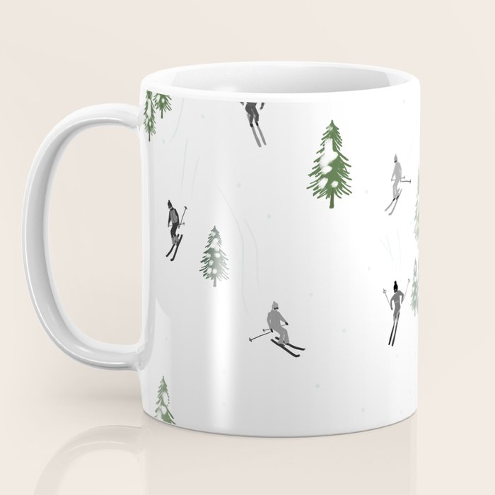 Monochrome aerial skiers illustration Coffee Mug Gallery Image 3