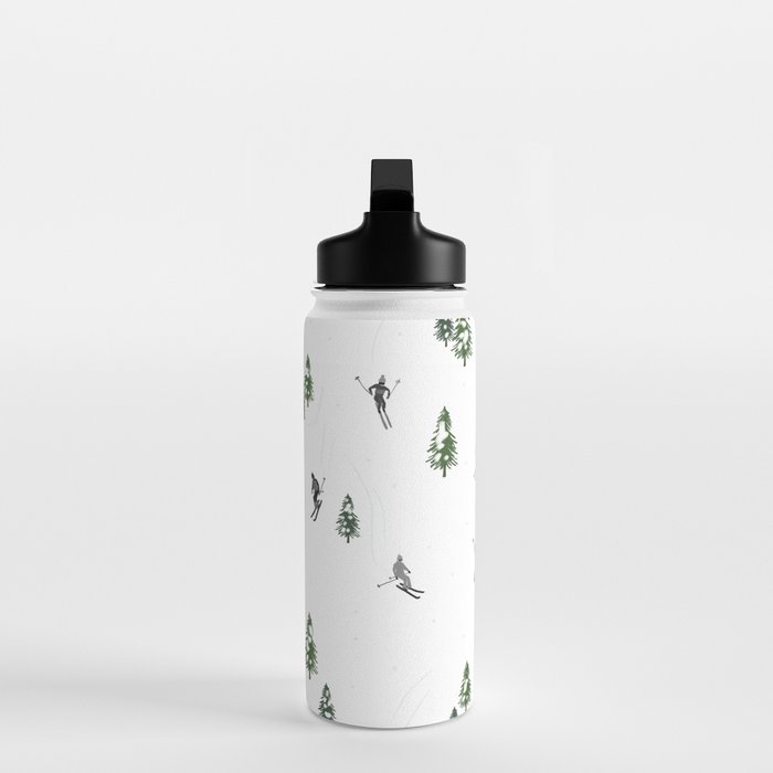 Monochrome aerial skiers illustration Water Bottle Gallery Image 3