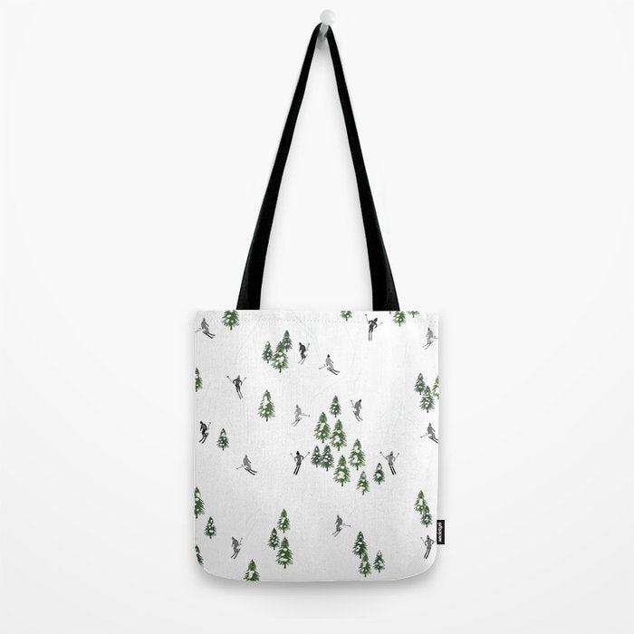 Monochrome aerial skiers illustration Tote Bag Gallery Image 2