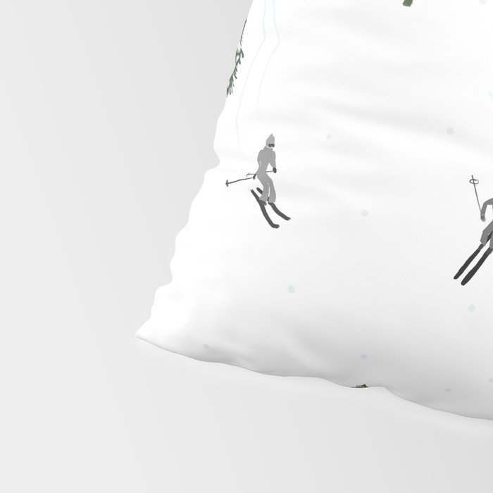 Monochrome aerial skiers illustration Pillow Sham Gallery Image 4
