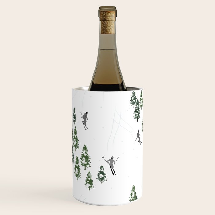 Monochrome aerial skiers illustration Wine Chiller Gallery Image 3