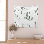 Monochrome aerial skiers illustration Wall Tapestry Gallery Image 2